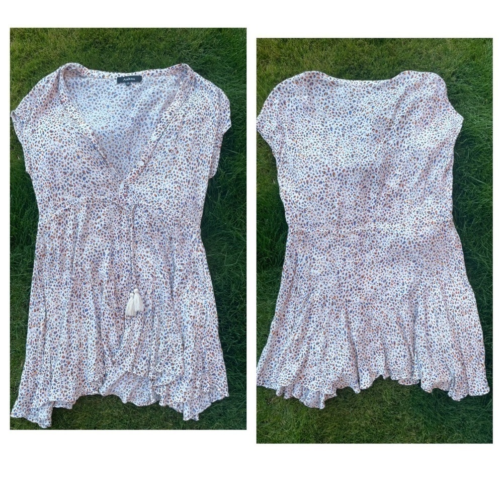 Aakaa | Bohemian Mirage Ivory Spotted Print Dress Cover Up  Small